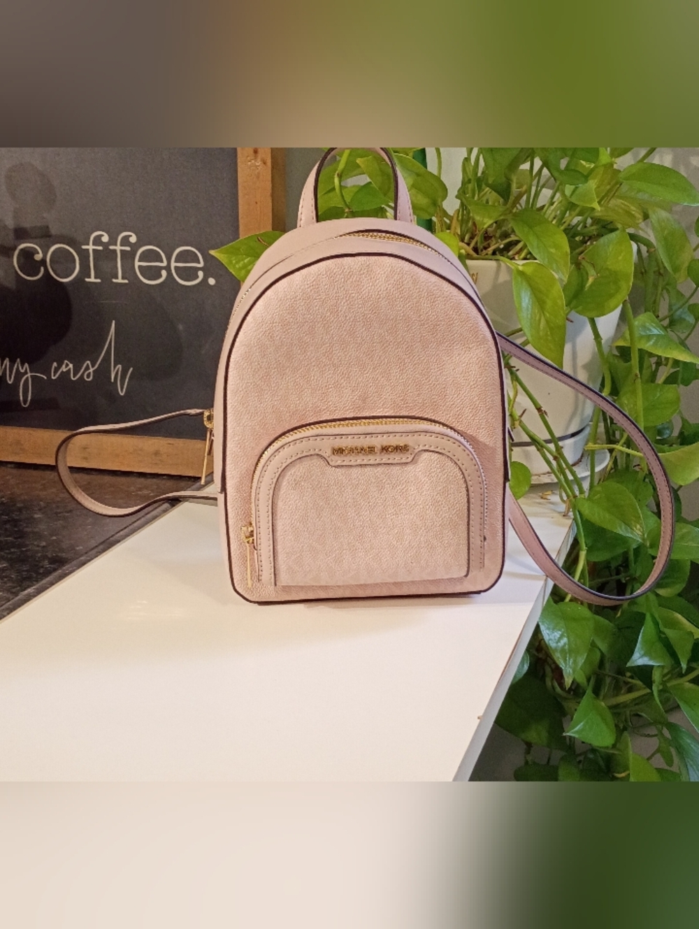 Michael Kors Pale Pin  Mini Backpack with Gold Hardware